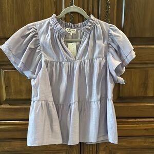 NWT Crosby Lavender Ruffle Sleeve Peasant Top - Medium